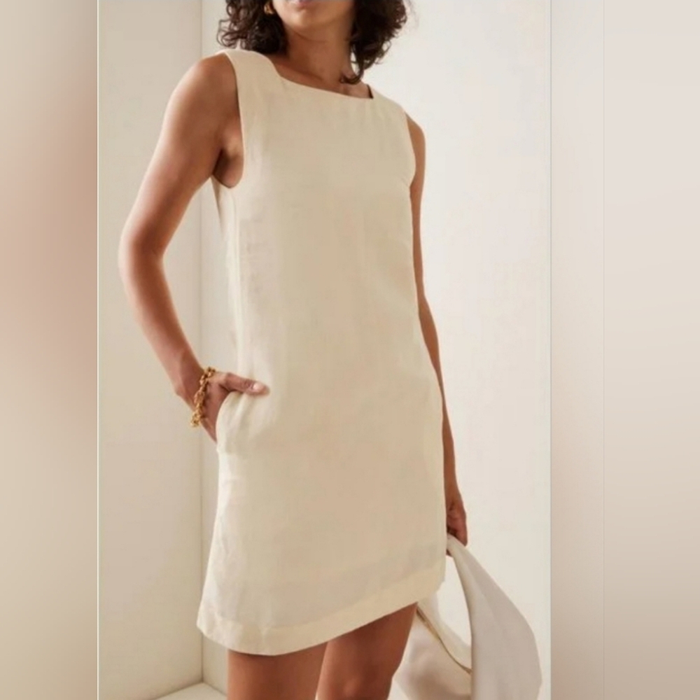 Posse Emma Linen Shift Dress Butter Yellow Size Large NWT